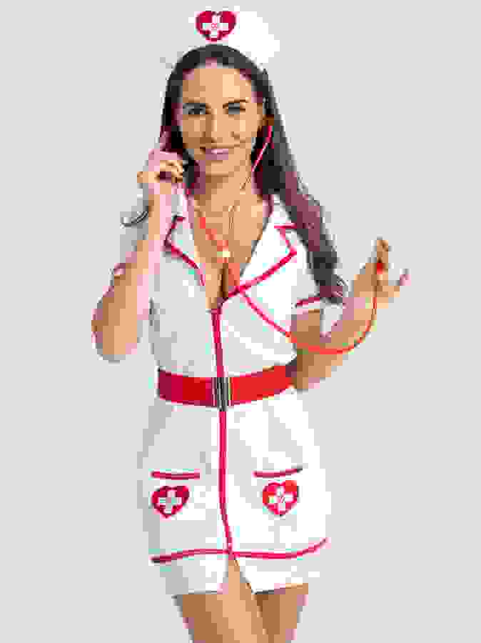 Lovehoney Fantasy Nurse Costume, White, hi-res